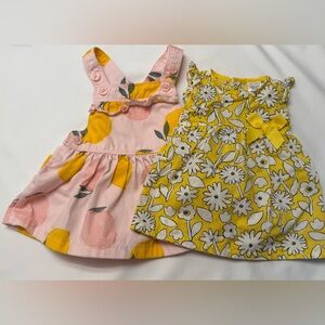 Carter's infant dresses with Soft Pink and Yellow Set of 2 NB & 3M